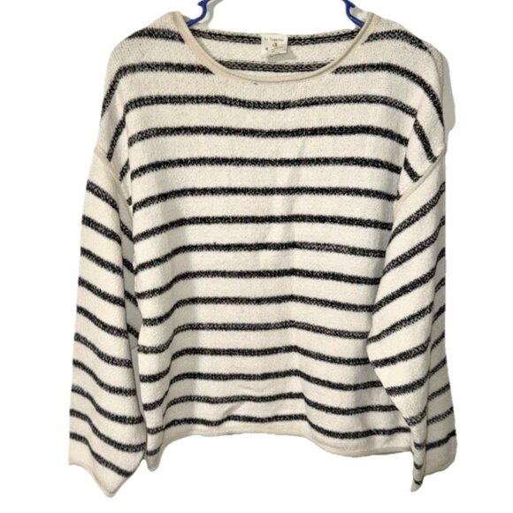 By Together Ivory Black Striped Sweater Size Medium - Picture 1 of 5